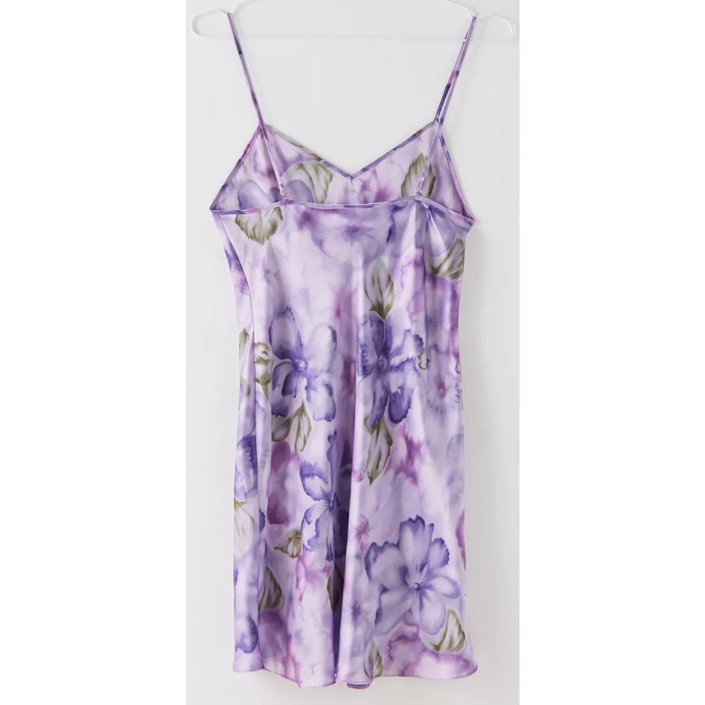 Y2k Slip Dress M Purple Floral Satin Chemise Fairy Whimsigoth Fairygoth Vtg 90's - Picture 2 of 7